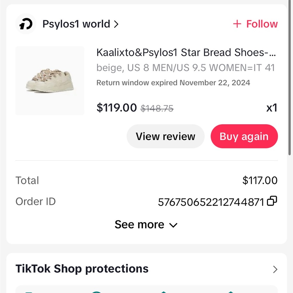 Kaalixto “TIK TOK” Beige Star Bread Shoes